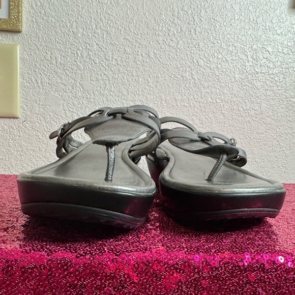 COLE HAAN 🩶 Metallic & Black Women's Slip-On Sandals (Size 11) - Picture 5 of 11